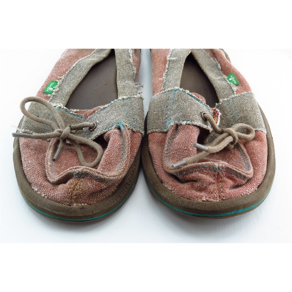 Sanuk Loafers Brown Fabric Women Shoes Size 10 Medium - Picture 2 of 6